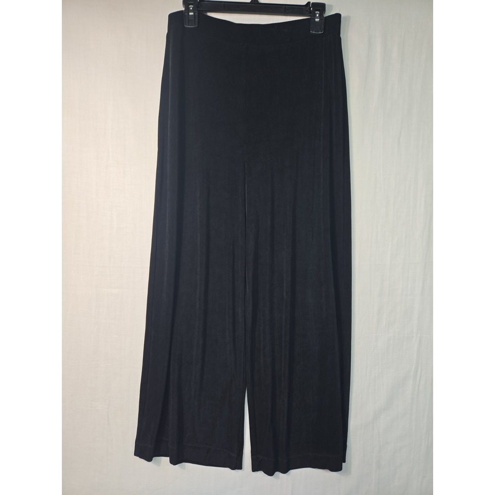 Chico's Travelers Pants Women's L/2 Regular Black Wide Leg Pull-on Slinky Comfy